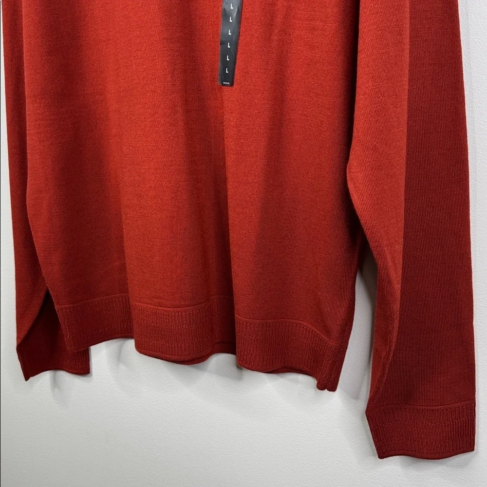 Murano Men's L Crew Neck Sweater Burnt Orange Modern Performance Textured Knit